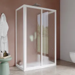 Box doccia 75X120X75 cm tre lati scorrevole con apertura centrale in pvc stampato bianco 190h - Acril