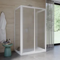 Box doccia 90X120X90 cm tre lati scorrevole con apertura centrale in pvc stampato bianco 190h - Acril