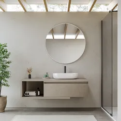 Mobile bagno sospeso 140 cm argilla con cassettone e specchio - Balik