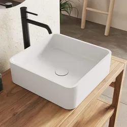 Lavabo d'appoggio 39x39x12 h cm in cemento bianco - Hamilton