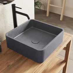 Lavabo d'appoggio 39x39x12 h cm in cemento grigio - Hamilton