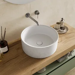 Lavabo d'appoggio 39x15 h cm in cemento a vista bianco - Hamilton