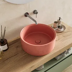 Lavabo d'appoggio 39x15 h cm in cemento a vista terracotta- Hamilton