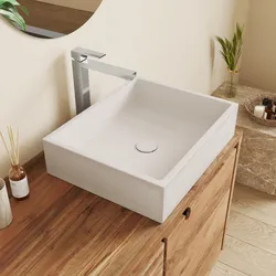 Lavabo d'appoggio 49x39x12 h cm in cemento a vista bianco - Hamilton