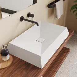 Lavabo d'appoggio 70x45x10 h cm in cemento bianco - Hamilton