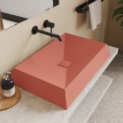 Lavabo d'appoggio 70x45x10 h cm in cemento terracotta - Hamilton