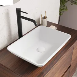 Lavabo d'appoggio 46x33x10 h cm in cemento bianco - Hamilton