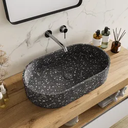 Lavabo d'appoggio 60x35x12 h cm in cemento granigliato - Hamilton