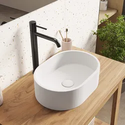 Lavabo d'appoggio 40x28x12 h cm in cemento bianco - Hamilton