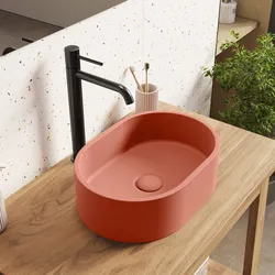 Lavabo d'appoggio 40x28x12 h cm in cemento terracotta - Hamilton
