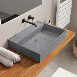 Lavabo d'appoggio 59x46x11 h cm in cemento grigio - Hamilton
