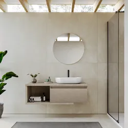 Mobile bagno sospeso 120 cm argilla con cassettone e specchio - Balik