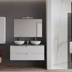 Mobile bagno sospeso 120 cm bianco opaco con top verde jungle e specchio - Agave Plus