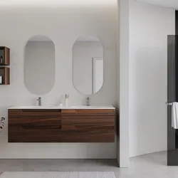 Mobile bagno sospeso 160 cm rovere deciso con lavabo doppia vasca e specchio - Agave Plus