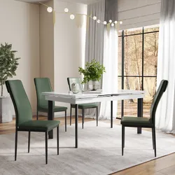 Set 4 sedie in similpelle verde bosco con gambe in metallo nero - Iolanda