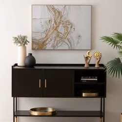 Decorazione da parete 80x60h cm grigio e oro con cornice oro