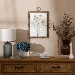 Decorazione da parete 46h cm in legno e vetro curvo con fiori essiccati