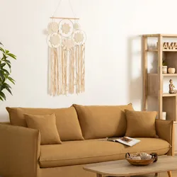Decorazione da parete 107h cm acchiappasogni beige in legno e tessuto