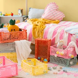 Cesto contenitore 40x15h cm pieghevole in polipropilene verde - Kids