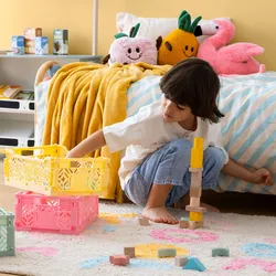 Cesto contenitore 40x15h cm pieghievole in polipropilene rosa - Kids