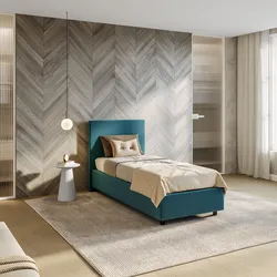 Letto singolo contenitore 80x190 cm in velluto blu petrolio sfoderabile - Hatfield