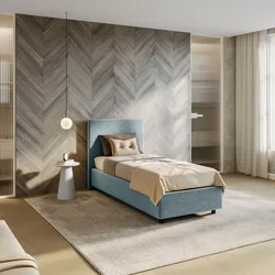 Letto singolo contenitore 80x190 cm in tessuto ciniglia cielo sfoderabile - Hatfield