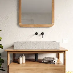 Lavabo d'appoggio 70x11h cm bianco in battuto di terrazzo pomice - Marks