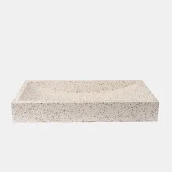 Lavabo d'appoggio 70x11h cm bianco in battuto di terrazzo dalmazia - Marks