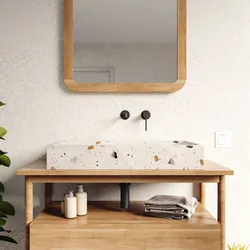 Lavabo d'appoggio 70x11h cm grigio in battuto di terrazzo shade - Marks