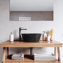 Lavabo d'appoggio 40x15h cm nero in battuto di terrazzo carbone - Marks