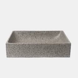 Lavabo d'appoggio 55x13h cm bianco in battuto di terrazzo fumo - Marks