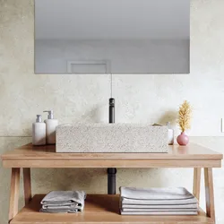 Lavabo d'appoggio 55x13h cm bianco in battuto di terrazzo pomice - Marks