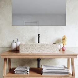 Lavabo d'appoggio 55x13h cm bianco in battuto di terrazzo dalmazia - Marks