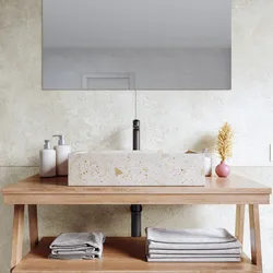 Lavabo d'appoggio 55x13h cm grigio in battuto di terrazzo shade - Marks