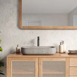 Lavabo d'appoggio 53x11h cm bianco in battuto di terrazzo fumo - Marks