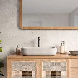 Lavabo d'appoggio 53x11h cm bianco in battuto di terrazzo pomice - Marks