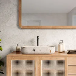 Lavabo d'appoggio 53x11h cm bianco in battuto di terrazzo shade - Marks