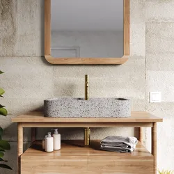 Lavabo d'appoggio 60x11h cm bianco in battuto di terrazzo fumo - Marks