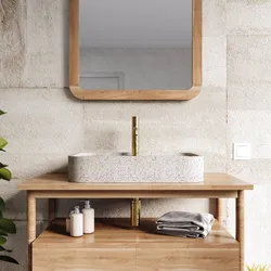 Lavabo d'appoggio 60x11h cm bianco in battuto di terrazzo pomice - Marks