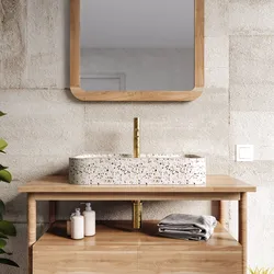 Lavabo d'appoggio 60x11h cm bianco in battuto di terrazzo dalmazia - Marks