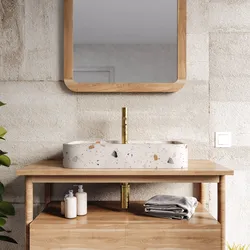 Lavabo d'appoggio 60x11h cm grigio in battuto di terrazzo shade - Marks