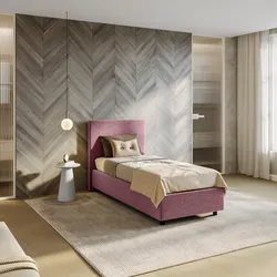 Letto singolo contenitore 80x190 cm in tessuto ciniglia glicine sfoderabile - Hatfield