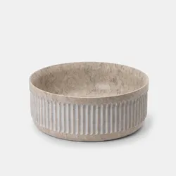 Lavabo da appoggio 38x15h cm in marmo scanalato crema - Artizan