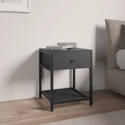 Comodino 40x51h cm in acciaio antracite e nero con cassetto e ripiano - Sheryl