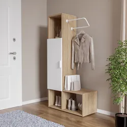 Mobile ingresso 82x165h cm rovere e bianco con appendiabiti e ripiani - Tribe