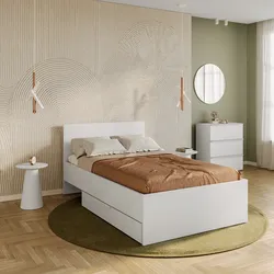Letto una piazza e mezza 120x200 cm bianco lucido con cassettone - Delhi