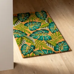Zerbino 45x75 cm in coir con disegno foglia di palma