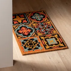 Zerbino 45x75 cm in coir con disegno maioliche