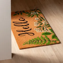 Zerbino 45x75 cm in coir Hello con disegno fiori
