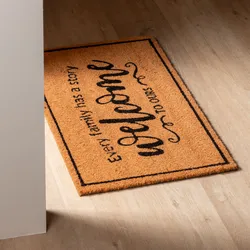 Zerbino 45x75 cm in coir Welcome marrone e nero